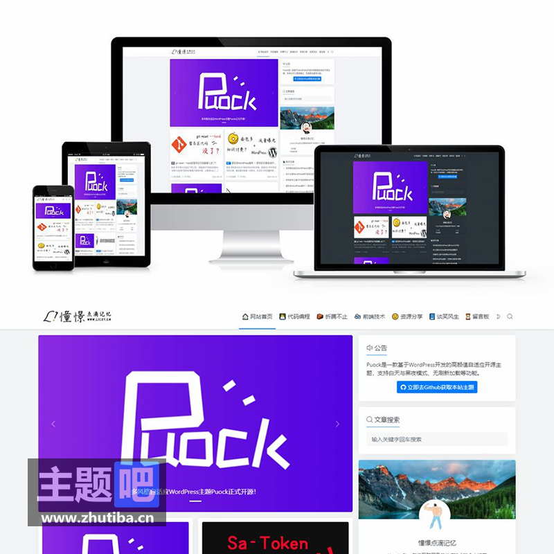 Puock v2.5.1-适用于博客,企业类网站的轻量级WordPress主题支持白天黑夜模式