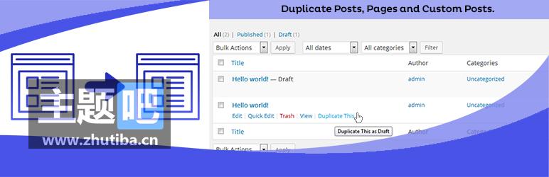 Duplicate Page-wordpress文章页面克隆复制插件