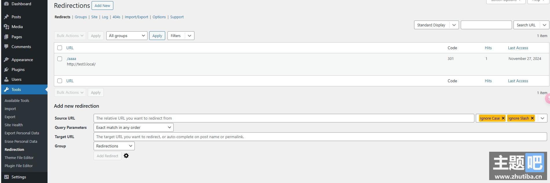 Redirection：轻松管理 WordPress 301/302 重定向规则监控 404 错误日志
